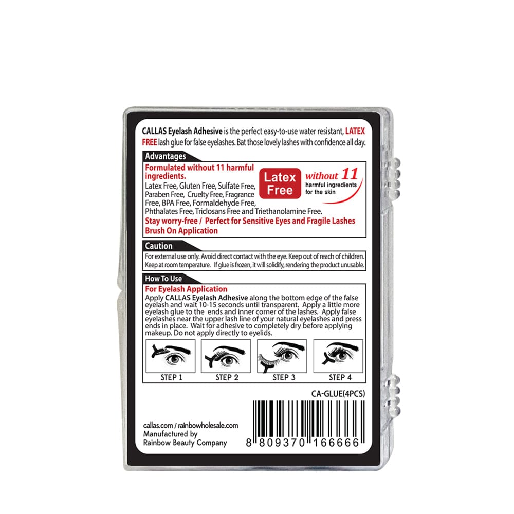 CALLAS Latex-Free Hypoallergenic Eyelash Adhesive - 2 Black 2 Clear