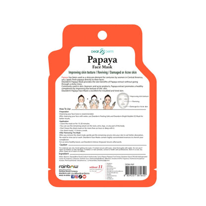 DEARDERM White Sheet Face Masks - Papaya