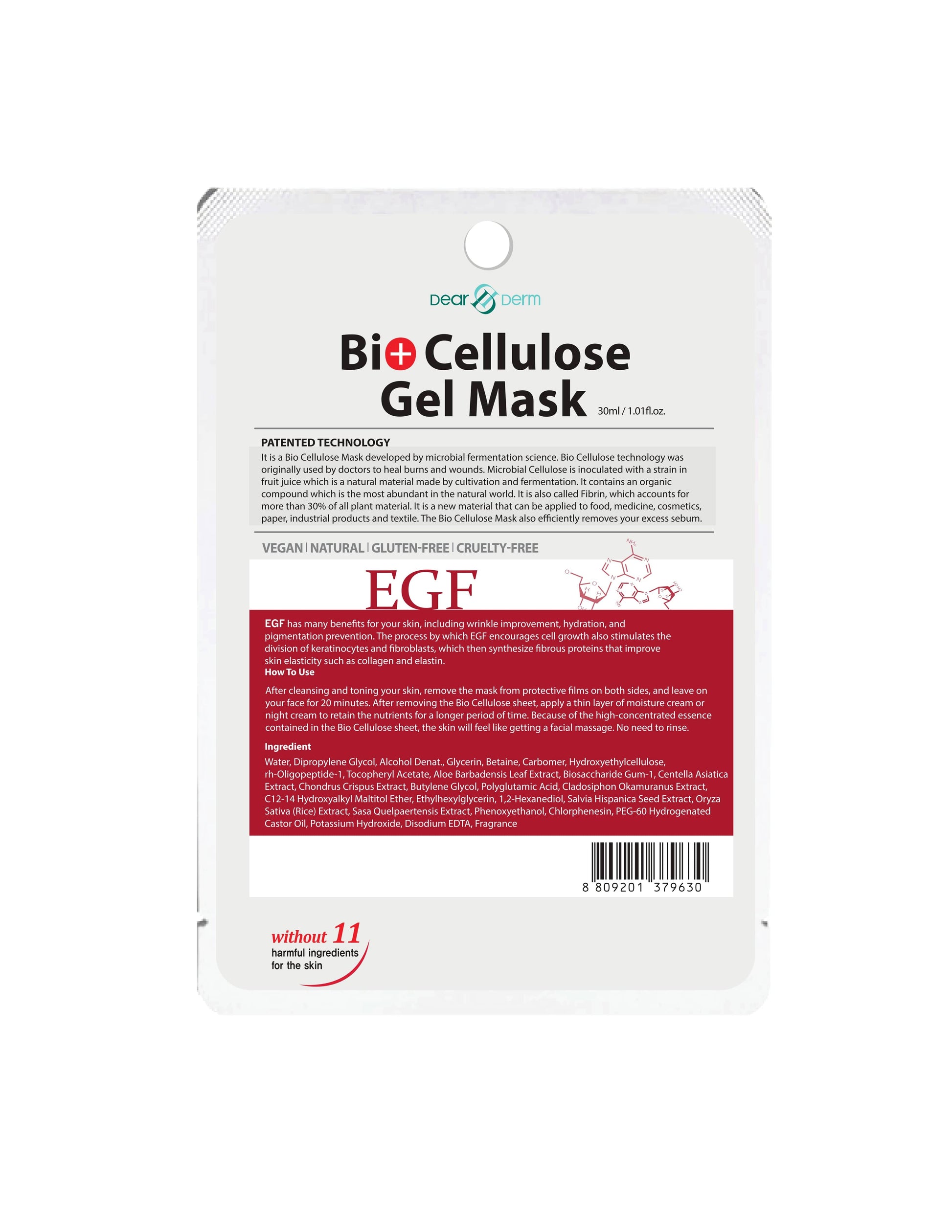 DEARDERM Bio-Cellulose Face Gel Mask - EGF