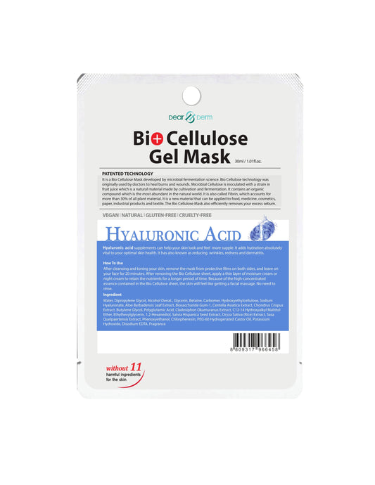 DEARDERM Bio-Cellulose Face Gel Mask - Hyaluronic Acid