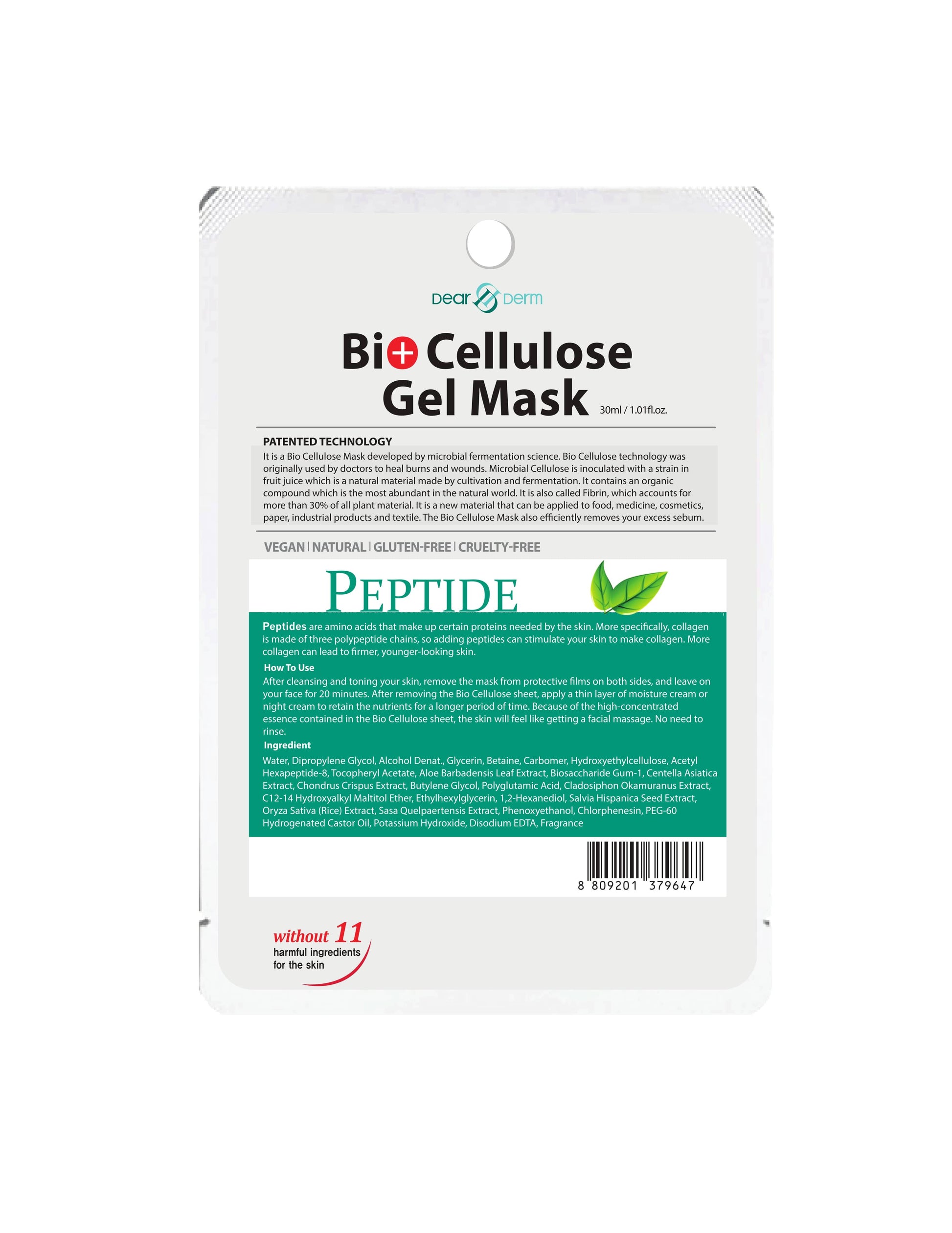 DEARDERM Bio-Cellulose Face Gel Mask - Peptide