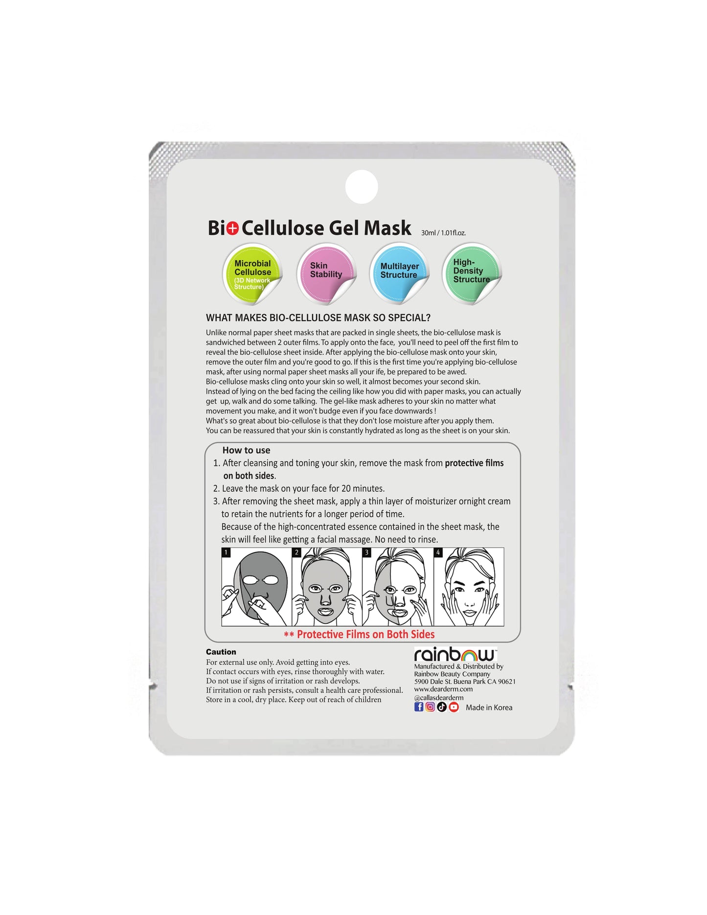 DEARDERM Bio-Cellulose Face Gel Mask - Vitamin C