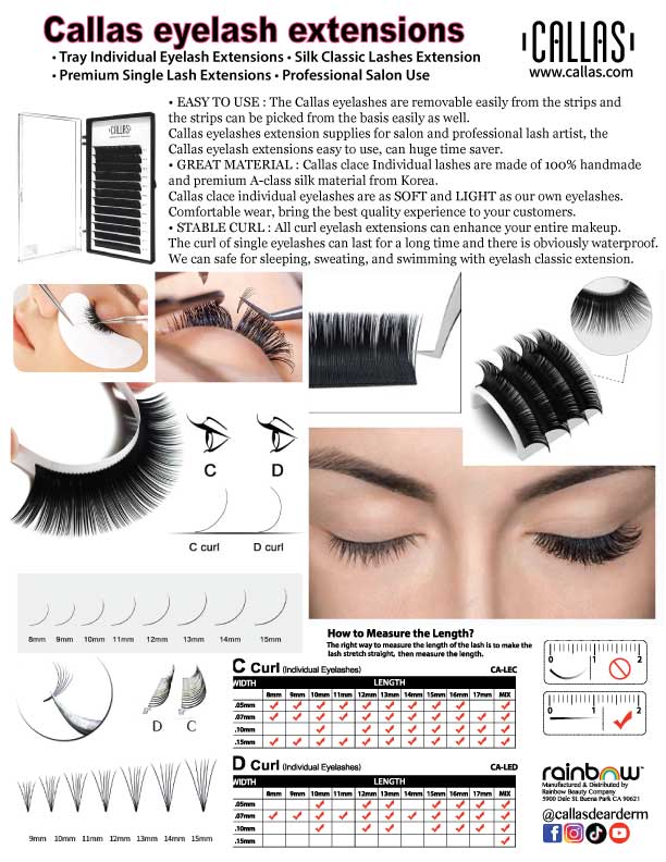 CALLAS Individual Eyelash Extension Thickness 0.05mm D Curl - Various Size
