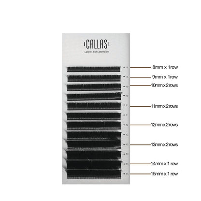 CALLAS Individual Eyelash Extension Thickness 0.10mm C Curl - Various Size MIX