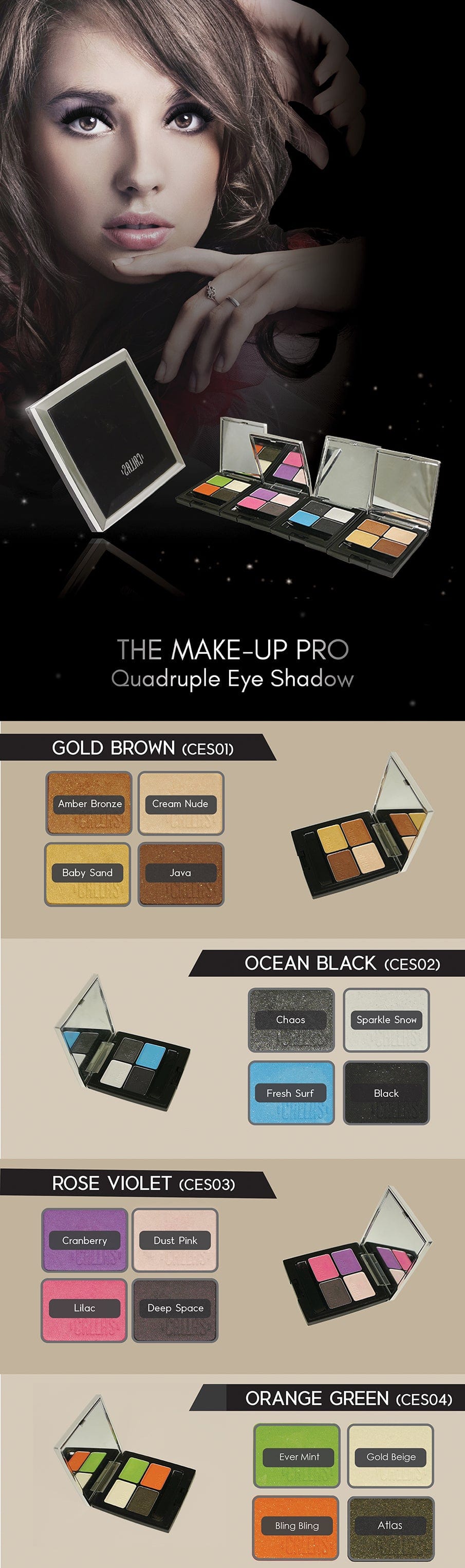 CALLAS The Makeup Pro Quadruple Eyeshadow (CES01 GOLD BROWN)